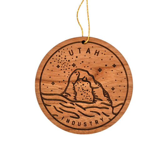 Utah Wood Ornament - UT Souvenir - Industry Arch Handmade in USA - 15786