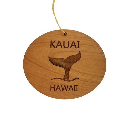 Kauai Hawaii Ornament - Handmade Wood Ornament - HI Whale Tail Whale Watching - Christmas Ornament 3 Inch