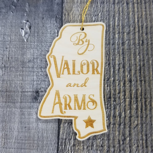 Mississippi Wood Ornament - MS State Shape with State Motto - Handmade Wood Ornament Made in USA Christmas Decor