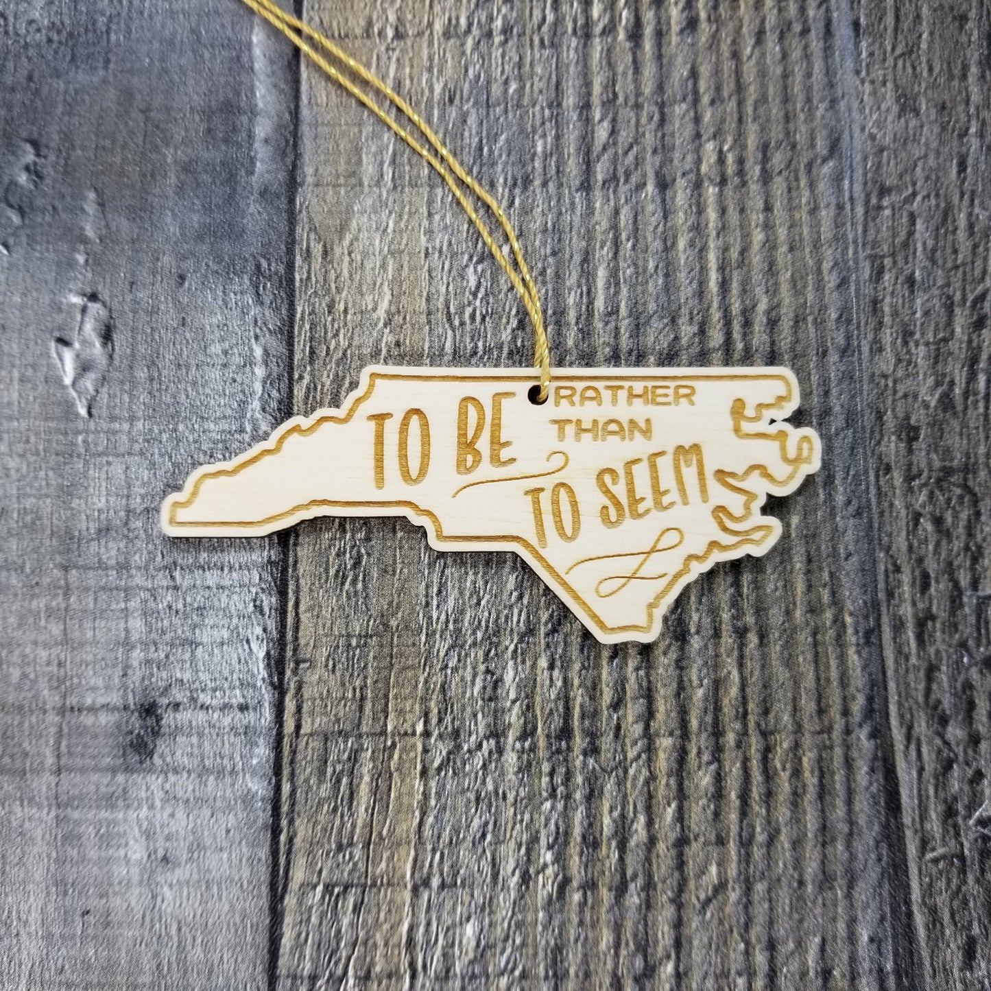 North Carolina Wood Ornament - State Shape with State Motto - Handmade Wood Ornament Made in USA Christmas Decor