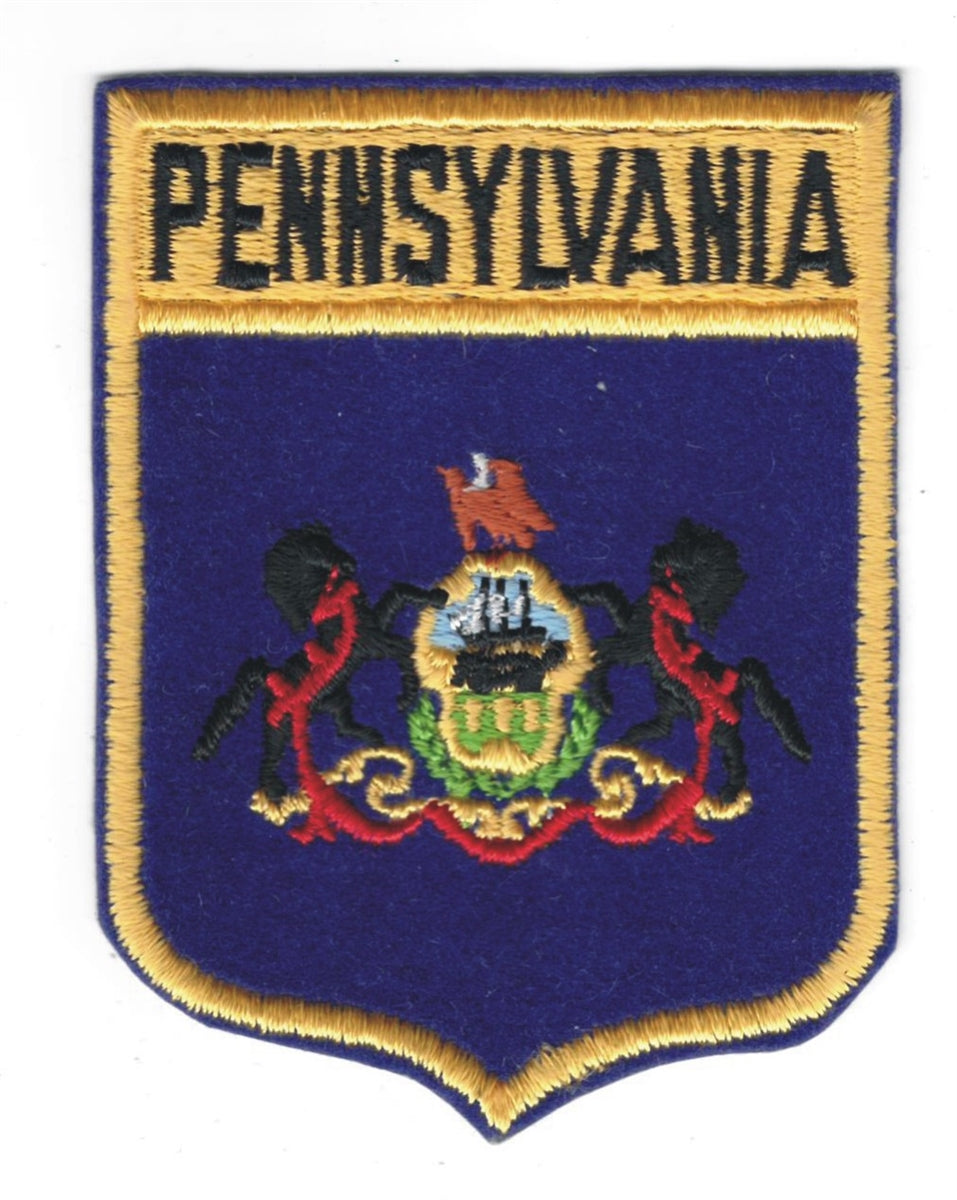 PENNSYLVANIA flag shield souvenir embroidered patch, PA, PENN