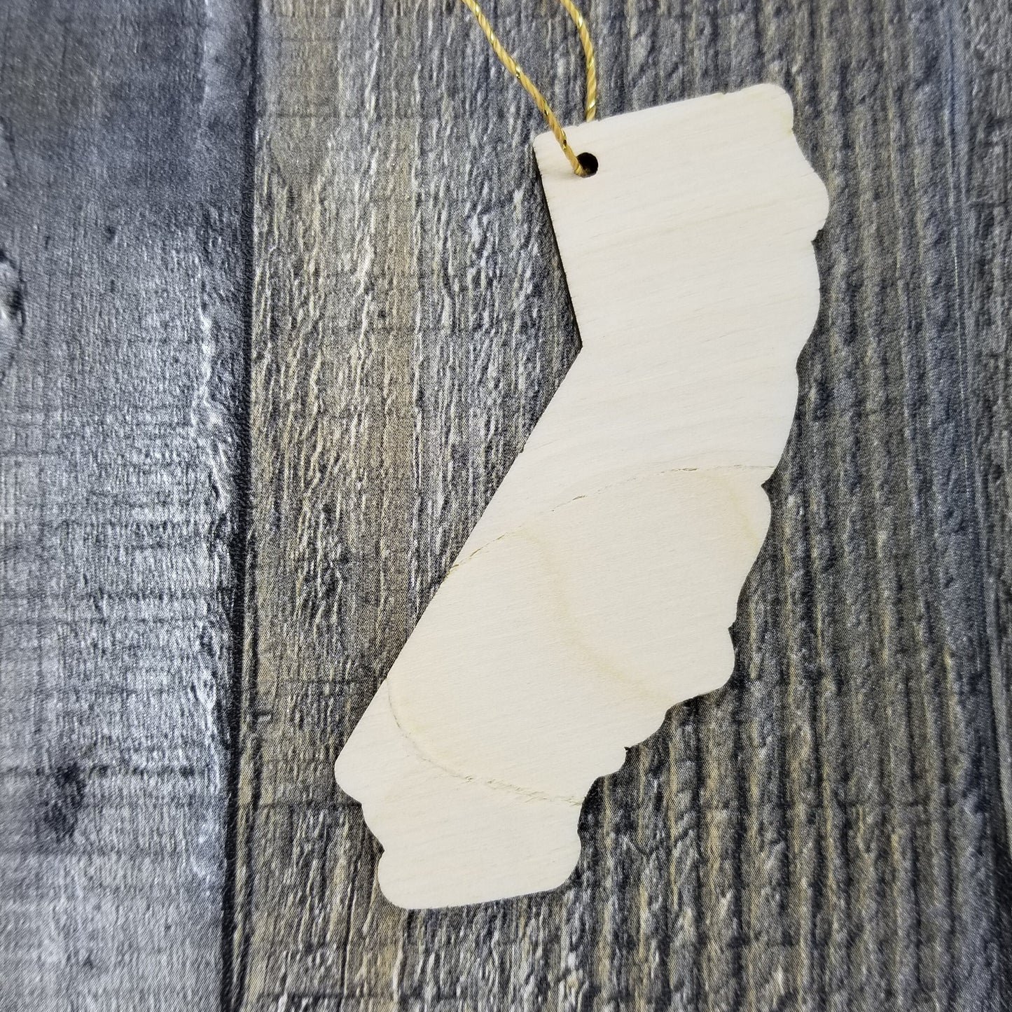 California Wood Ornament - CA State Shape with State Motto - Handmade Wood Ornament Made in USA Christmas Decor