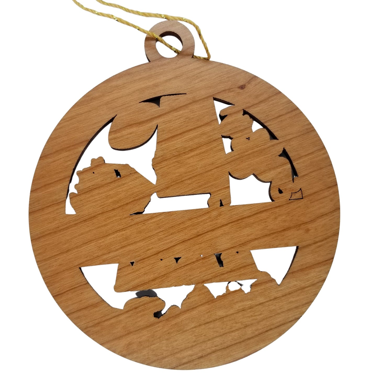 Alabama Wood Ornament - AL Souvenir - Handmade Wood Ornament Made in USA State Shape Mardi Gras Mask Football Peanuts Music