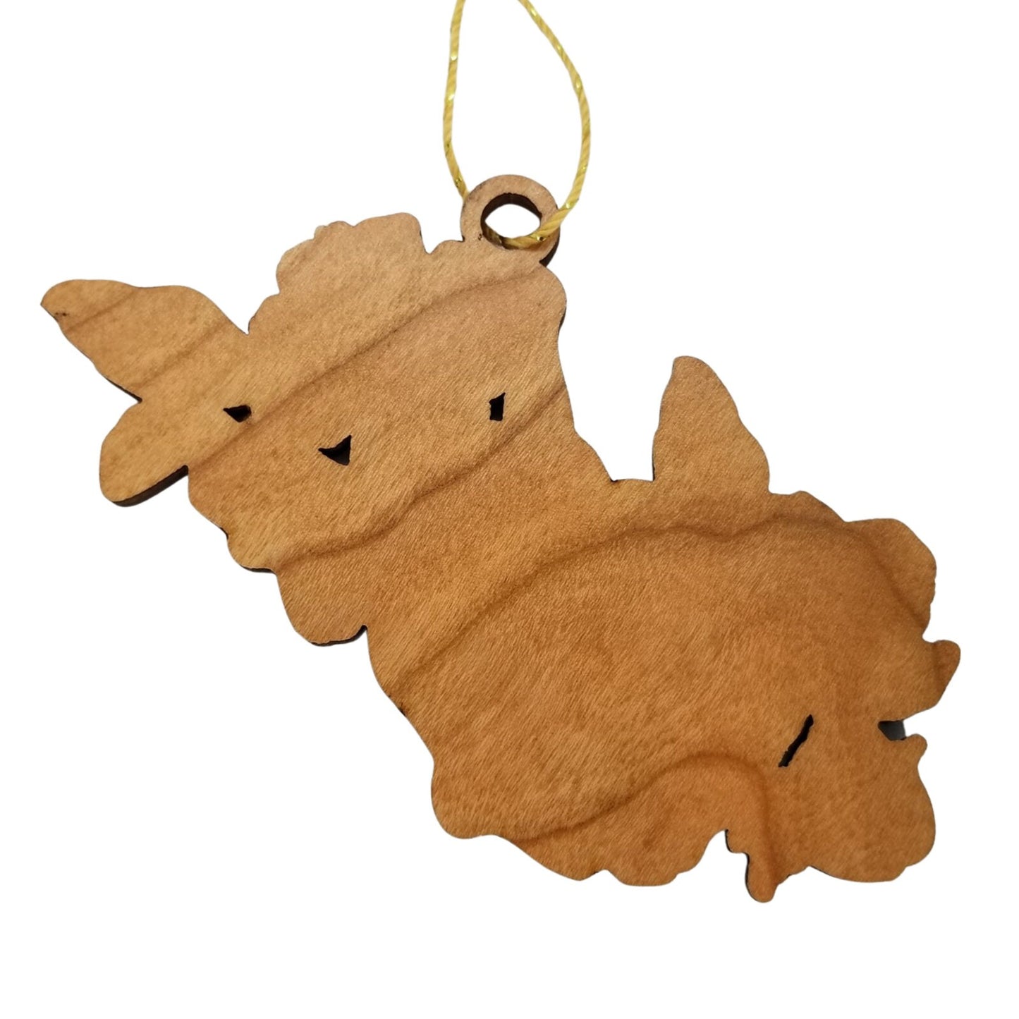 West Virginia Wood Ornament - WV State Shape with State Flowers Rhododendron - Handmade Wood Ornament Made in USA Christmas Decor