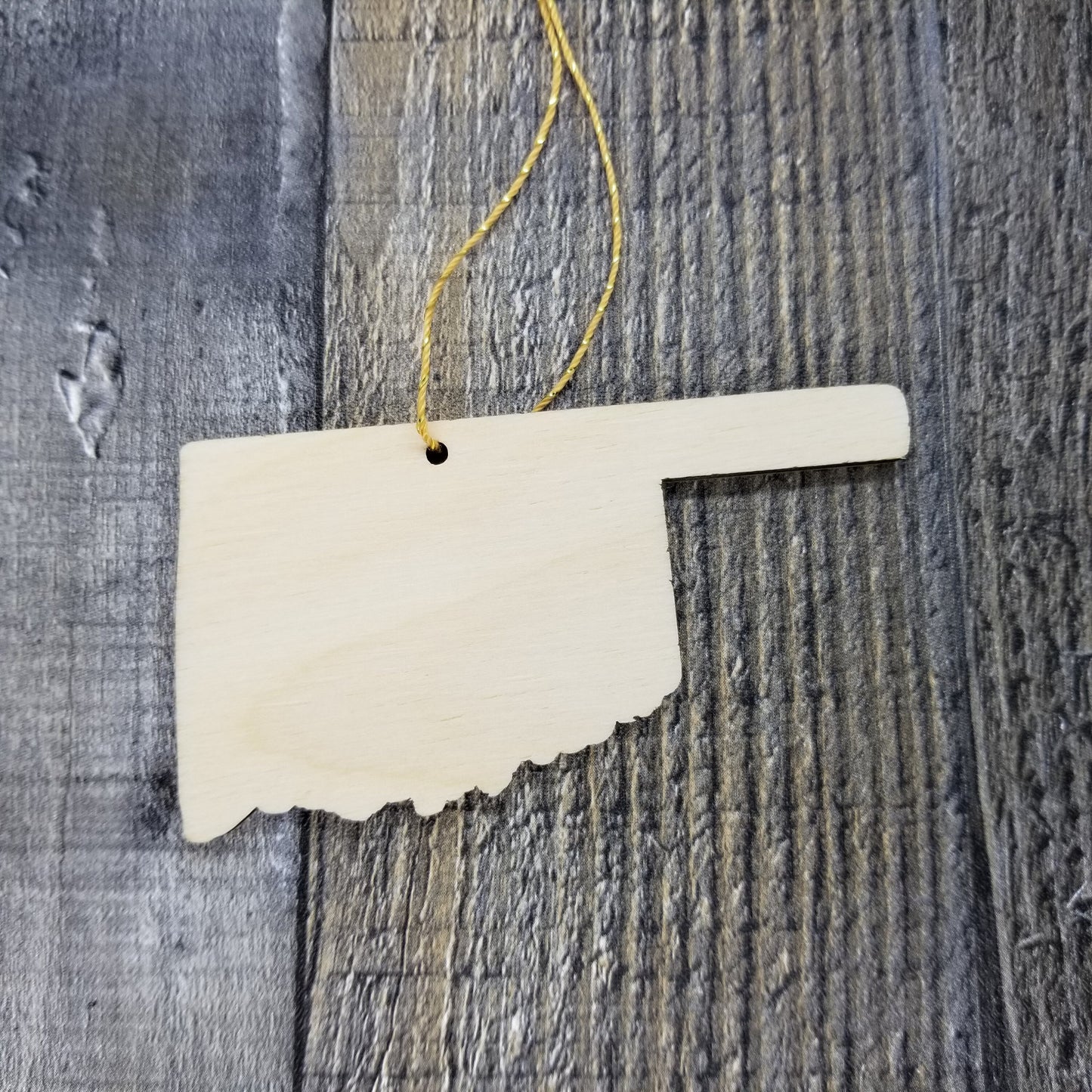 Oklahoma Wood Ornament - OK State Shape with State Motto - Handmade Wood Ornament Made in USA Christmas Decor