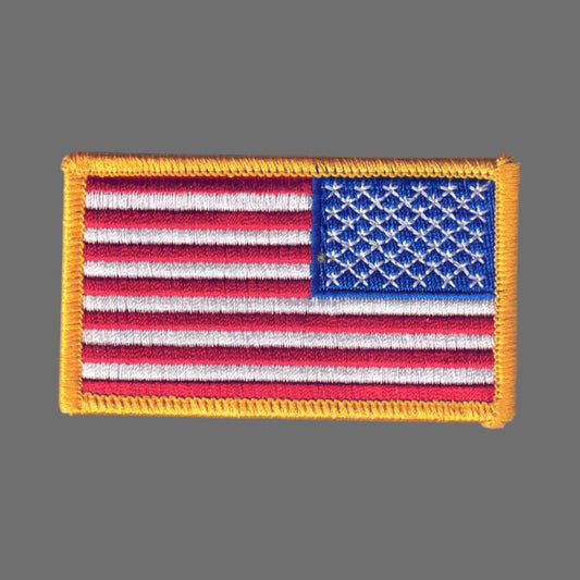 USA Flag REVERSE Gold Border Patch 6834RG