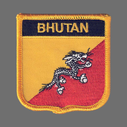BHUTAN Flag Shield Patch - 7198