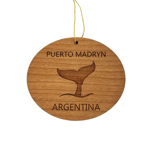 Puerto Madryn Argentina Ornament - Handmade Wood Ornament - Whale Tail Whale Watching - Christmas Ornament 3 Inch