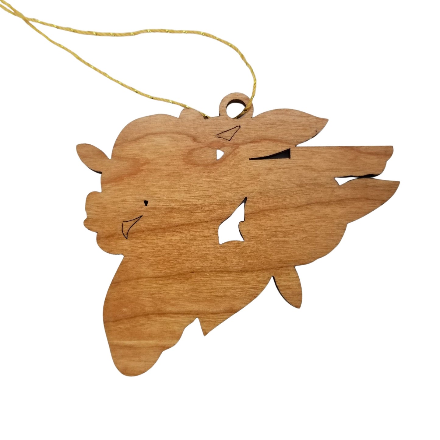 Florida Wood Ornament - FL State Shape with State Flowers Orange Blossoms - Handmade Wood Ornament Made in USA Christmas Decor