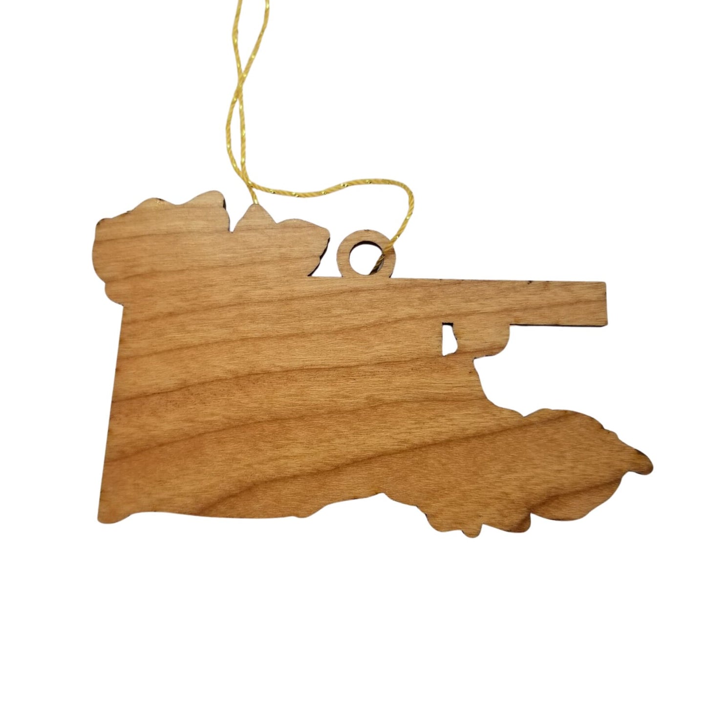 Oklahoma Wood Ornament - OK State Shape with State Flowers Oklahoma Rose - Handmade Wood Ornament Made in USA Christmas Decor