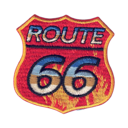 ROUTE 66 Fire Flames Shield Patch - 9596