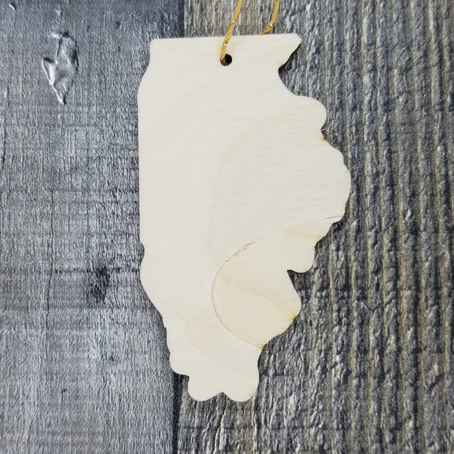 Illinois Wood Ornament - IL State Shape with State Motto - Handmade Wood Ornament Made in USA Christmas Decor