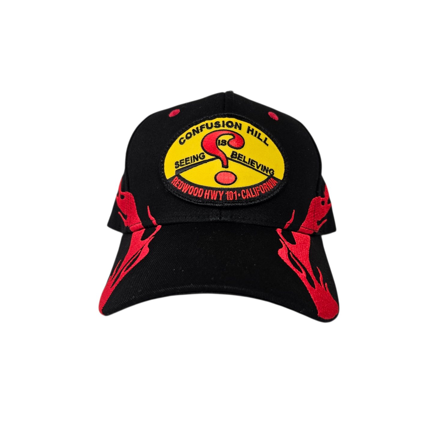 Confusion Hill Oval Patch Red Side Flames Hat or Cap - H1075