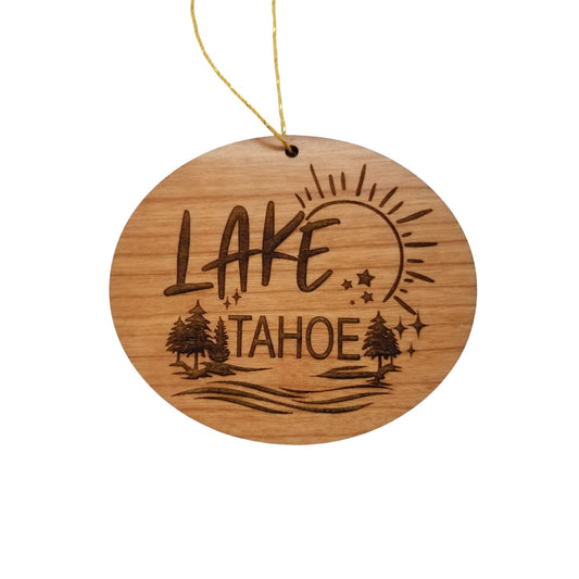 Lake Tahoe California Nevada Ornament - Sun Trees Water Handmade Wood Ornament - CA NV Souvenir - Water Sports - 15511