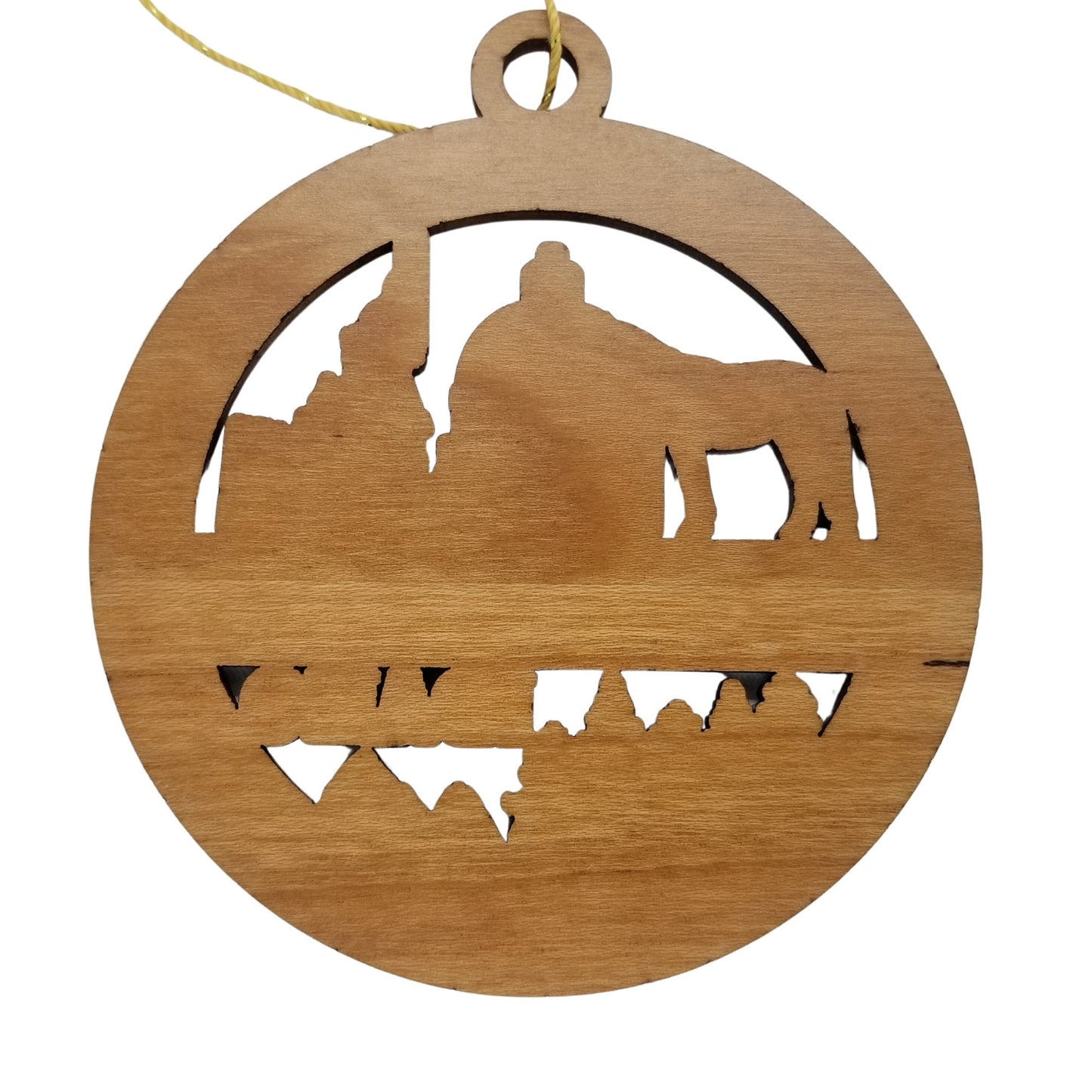 Idaho Wood Ornament - ID Souvenir - Handmade Wood Ornament Made in USA State Shape Potatoes Fish Mountains Trees Cuthroat Trout