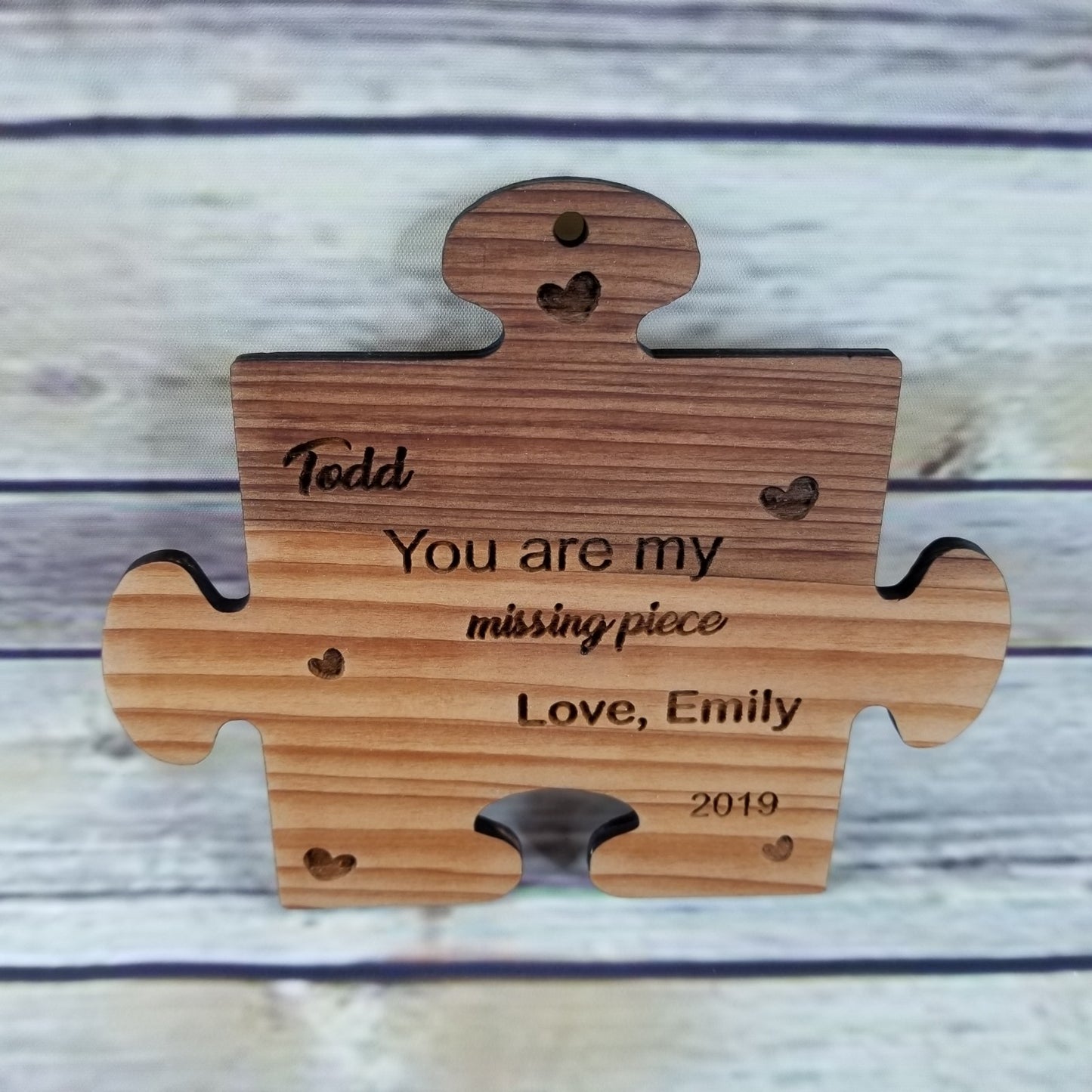 Valentines Day Gift Personalized Wood Puzzle Piece Anniversary Gift You Are My Missing Piece Couples Gift Engraved Home Decor Love