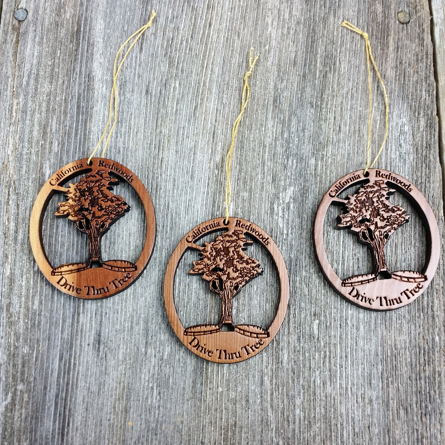 Drive Thru Tree Christmas Ornament Handmade Wood Souvenir - 1055L