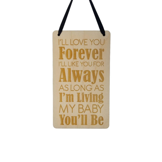 Love Sign - Valentines Day Gift - I'll Love You Forever Rustic Hanging Wall Sign - Love Plaque Gift Anniversary Decor 5.5"
