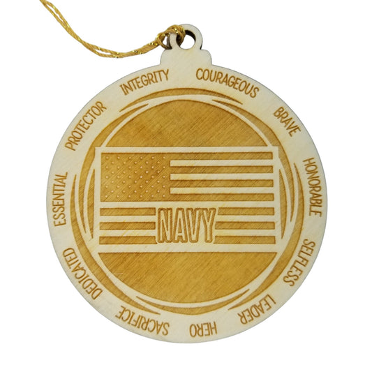 Navy Christmas Ornament - Character Traits - Handmade Wood Ornament - Gift for Navy Members - United States Military Ornament
