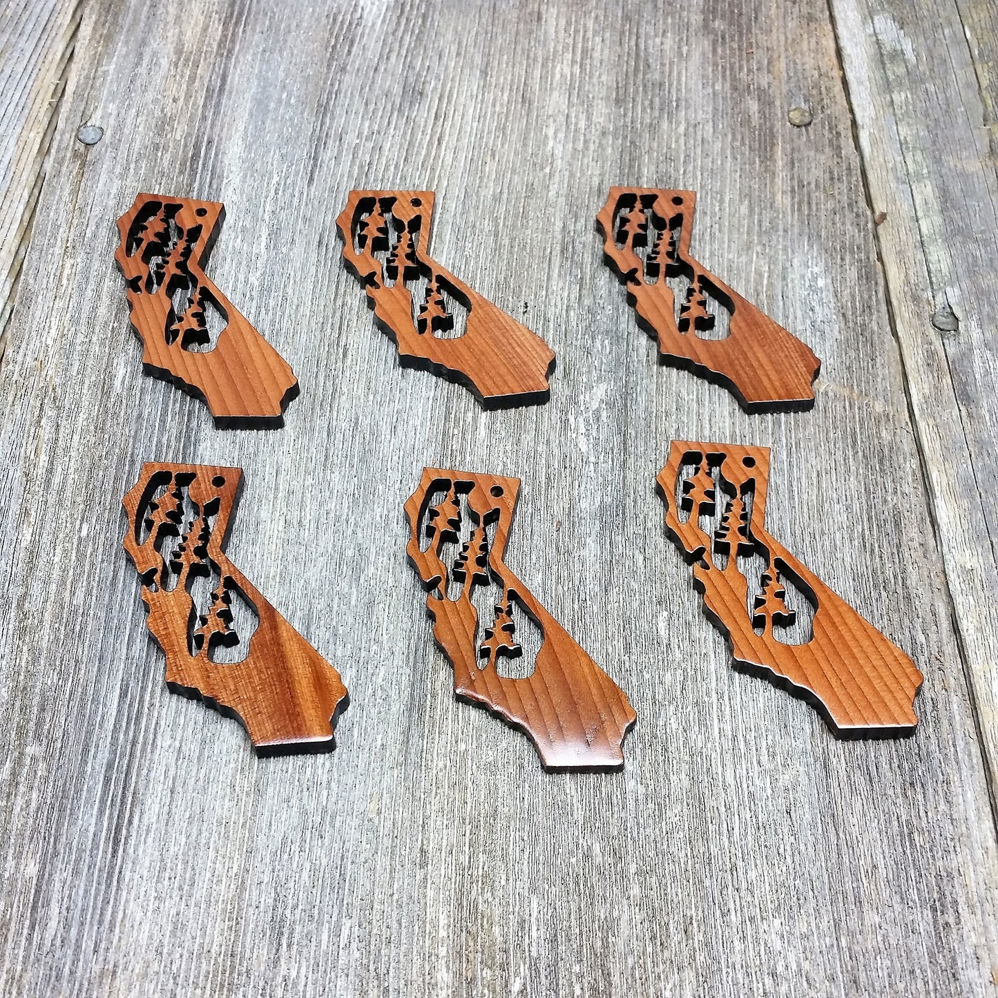 California State Wood Christmas Ornament Redwood Laser Cut Made in USA Souvenir - 1070 blank