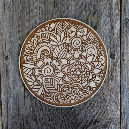 Color Your Own Wood Art - DIY - Wood Trivet Floral - Coloring Project - Craft Supply