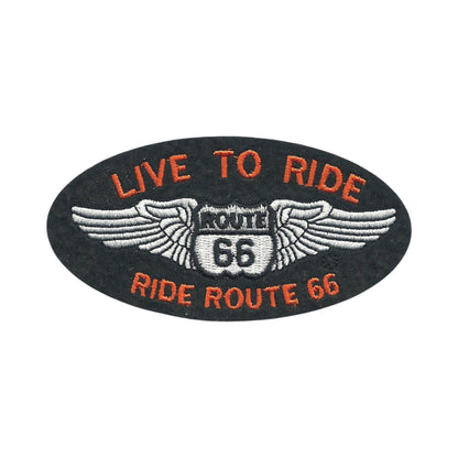 LIVE TO RIDE Route 66 Souvenir Patch Orange Text - 0066-LIVE-32