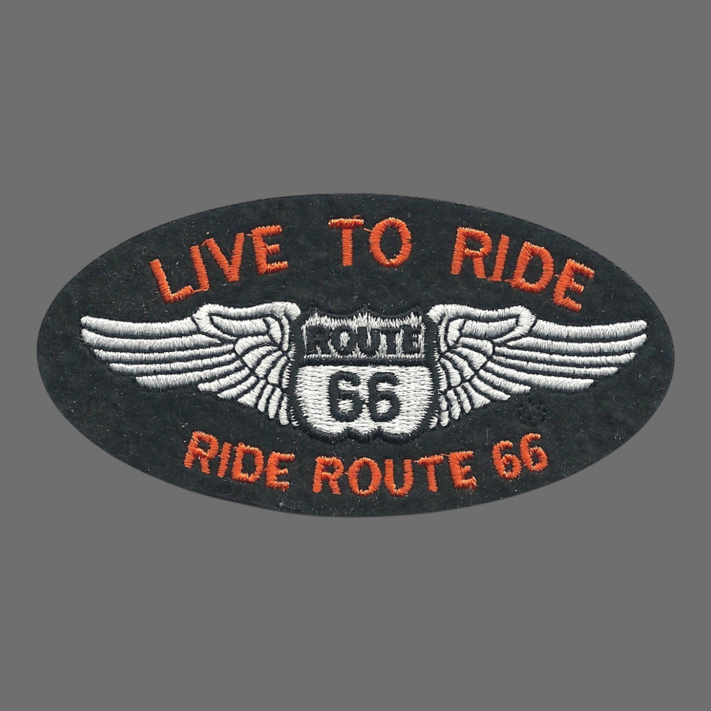 LIVE TO RIDE Route 66 Souvenir Patch Orange Text - 0066-LIVE-32