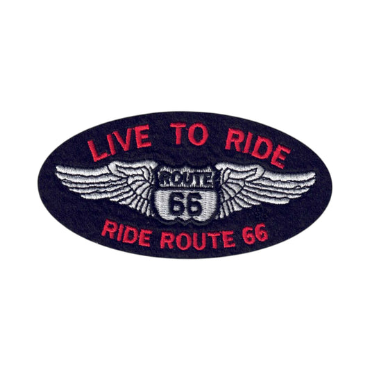 LIVE TO RIDE Route 66 Souvenir Patch Red Text - 0066-LIVE-36