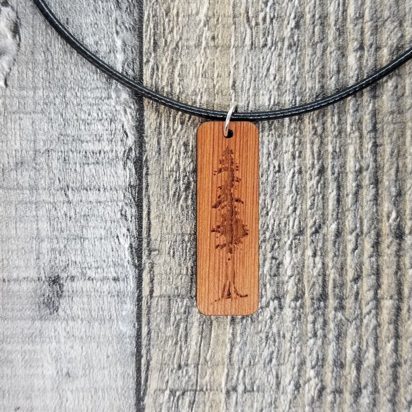 Big Tree Redwood Tree Necklace - Wood Necklace - CA Souvenir Keepsake - N2