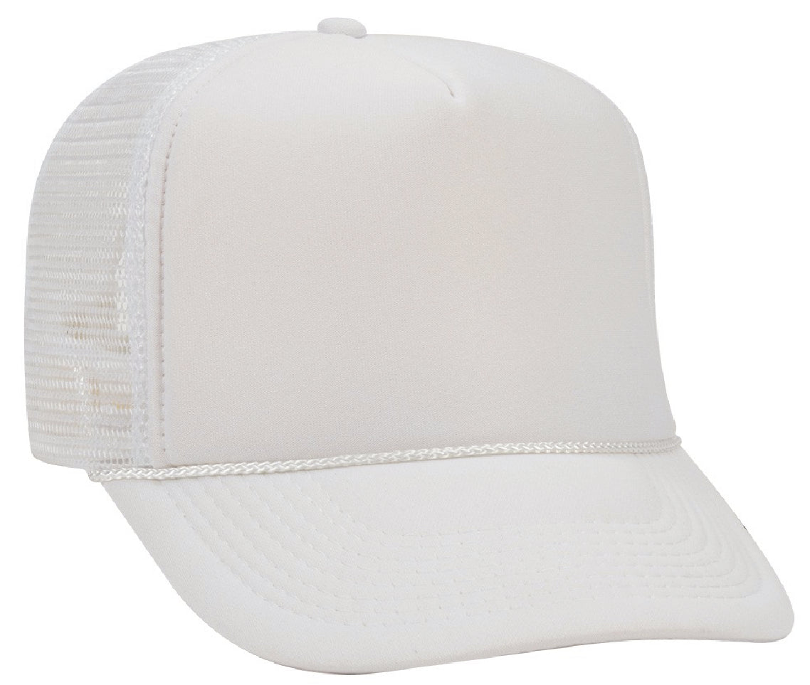 Solid Trucker Mesh White Cap or Hat - 0111-39