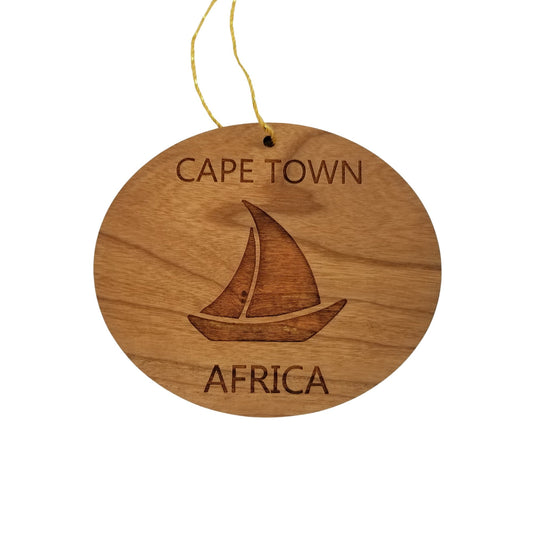 Cape Town Africa Ornament - Handmade Wood Ornament - Souvenir Sailing Sailboat - Christmas Ornament 3 Inch