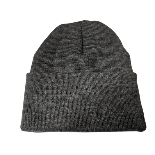 Dark Charcoal Gray Knit Beanie Cuffed 0182-52