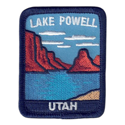 Lake Powell Utah Souvenir Embroidered Iron On Patch Dark Blue Border - 10618