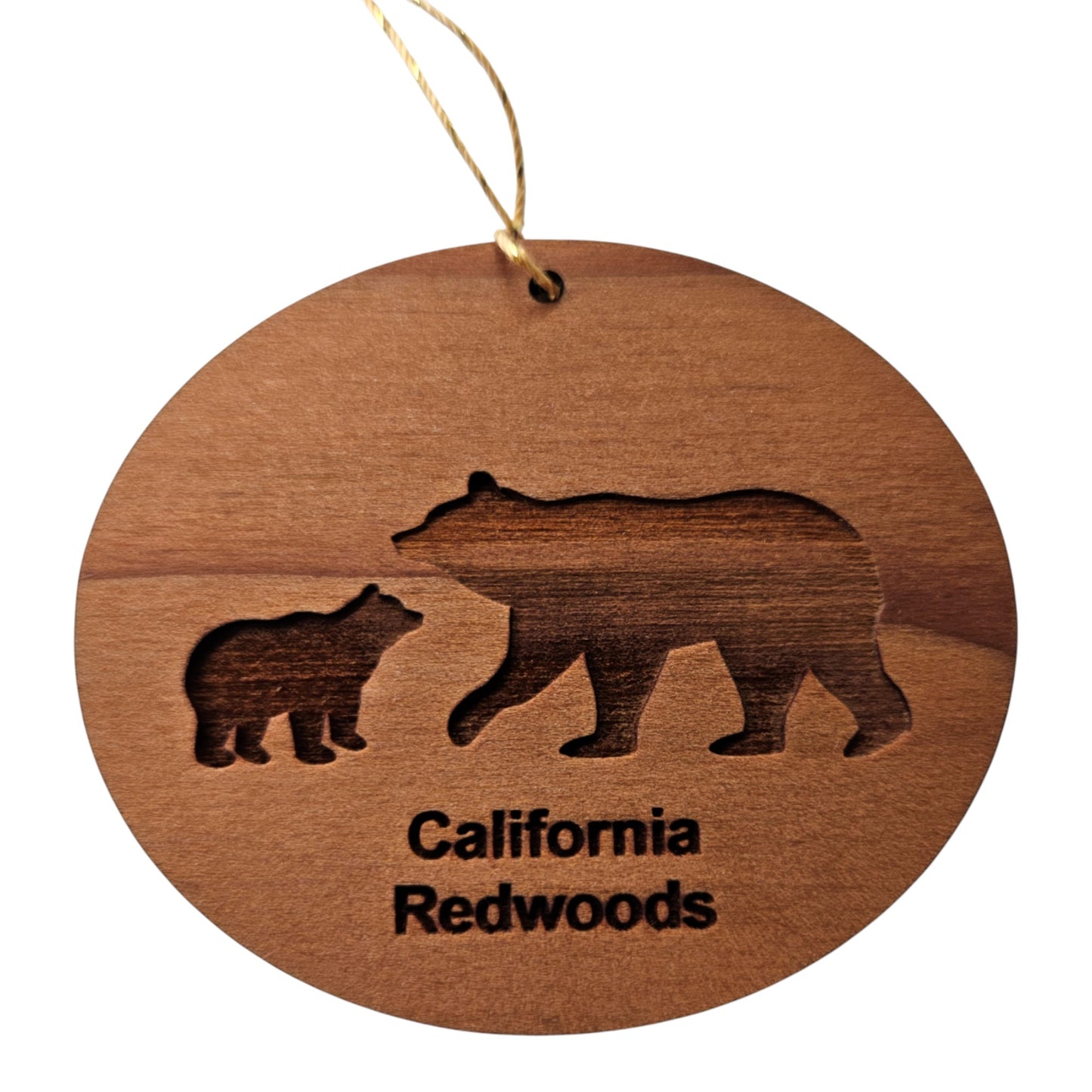 Bear and Cub Christmas Ornament California Redwoods Wood Souvenir - 1064