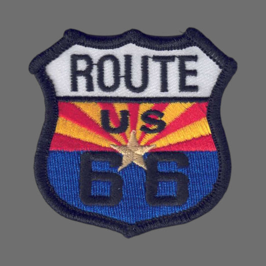 ARIZONA Route 66 on AZ Flag Souvenir Patch - 1117