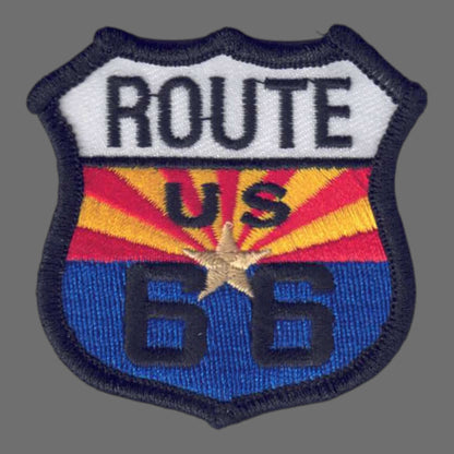 ARIZONA Route 66 on AZ Flag Souvenir Patch - 1117