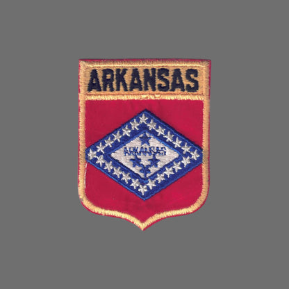 ARKANSAS Lg State Flag Shield Souvenir Patch - 1152