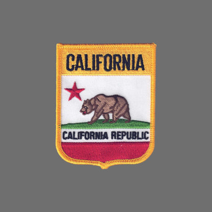 CALIFORNIA REPUBLIC Lg Flag Shield Souvenir Patch - 1202CR