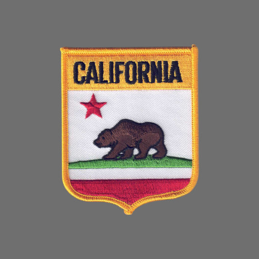 CALIFORNIA Large State Flag Shield Souvenir Patch - 1202