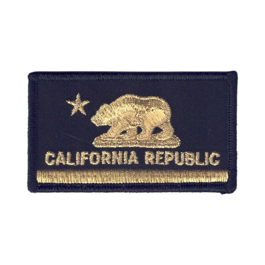 CALIFORNIA Flag Metallic Gold on Black Patch - 1204-21M