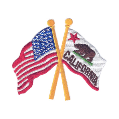 California and US Flags Crossed Laser Cut Patch -1215C