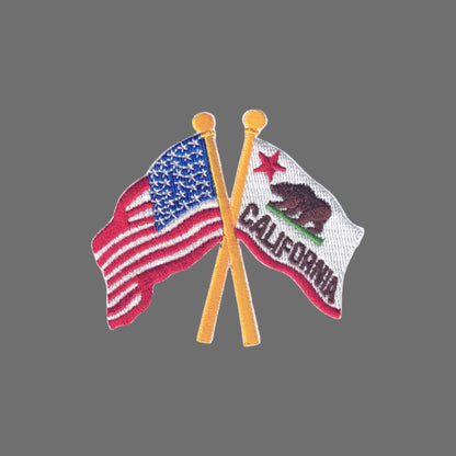 California and US Flags Crossed Laser Cut Patch -1215C