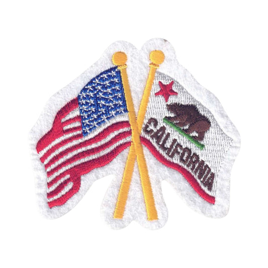 California and USA Flags Souvenir Patch - 1215