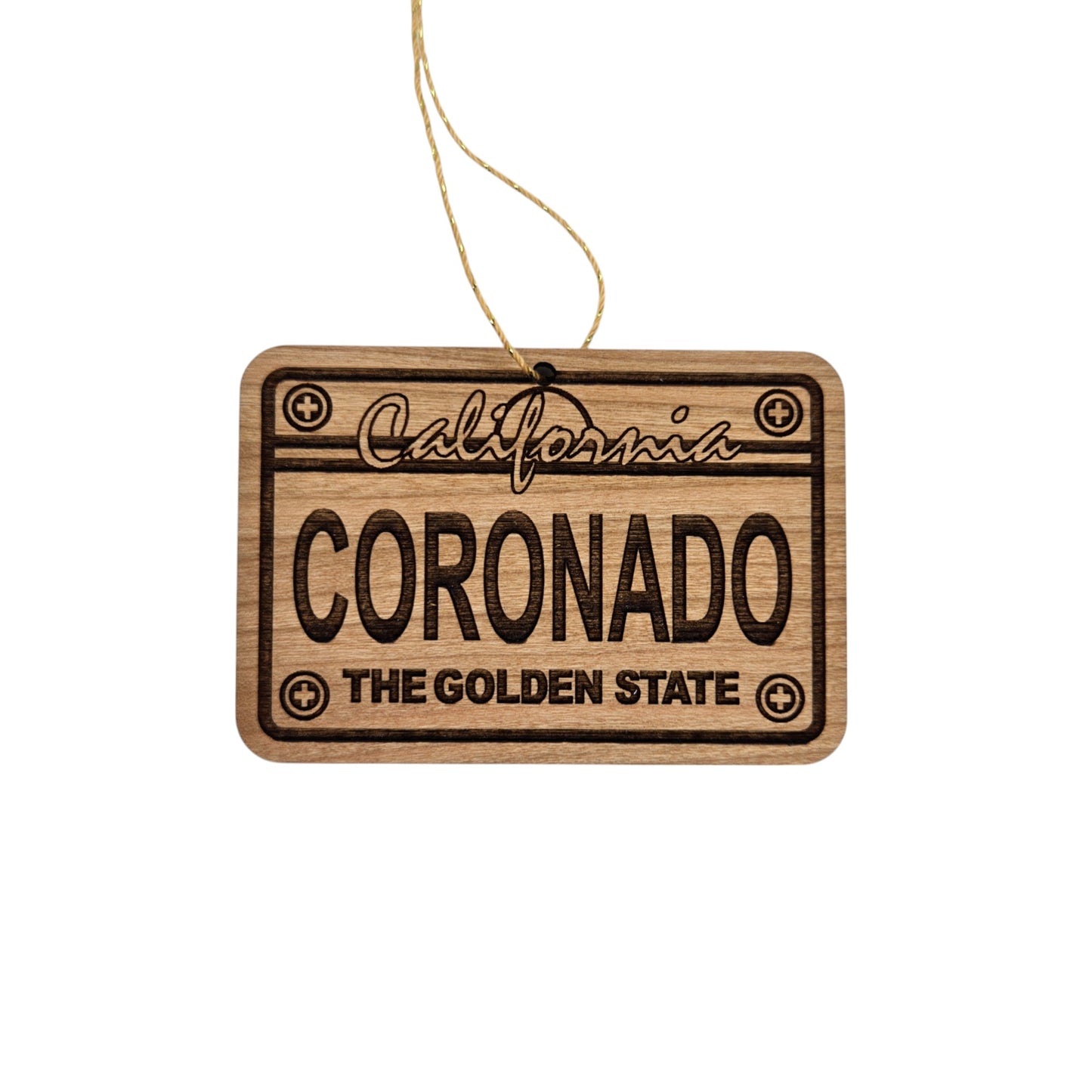 Coronado California License Plate Christmas Ornament Handmade Wood Ornament Made in USA San Diego Souvenir CA