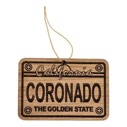 Coronado California License Plate Christmas Ornament Handmade Wood Ornament Made in USA San Diego Souvenir CA