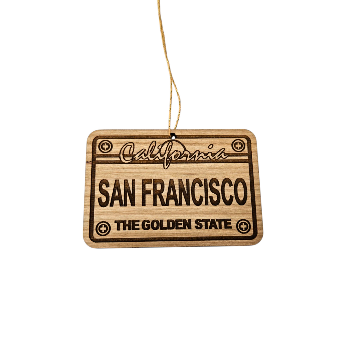 San Francisco California License Plate Christmas Ornament Handmade Wood Ornament Made in USA Souvenir CA