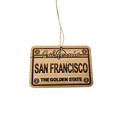 San Francisco California License Plate Christmas Ornament Handmade Wood Ornament Made in USA Souvenir CA