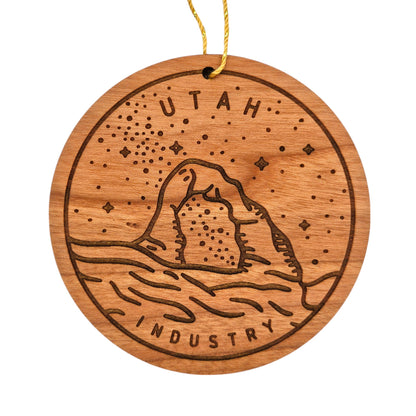 Utah Wood Ornament - UT Souvenir - Industry Arch Handmade in USA - 15786