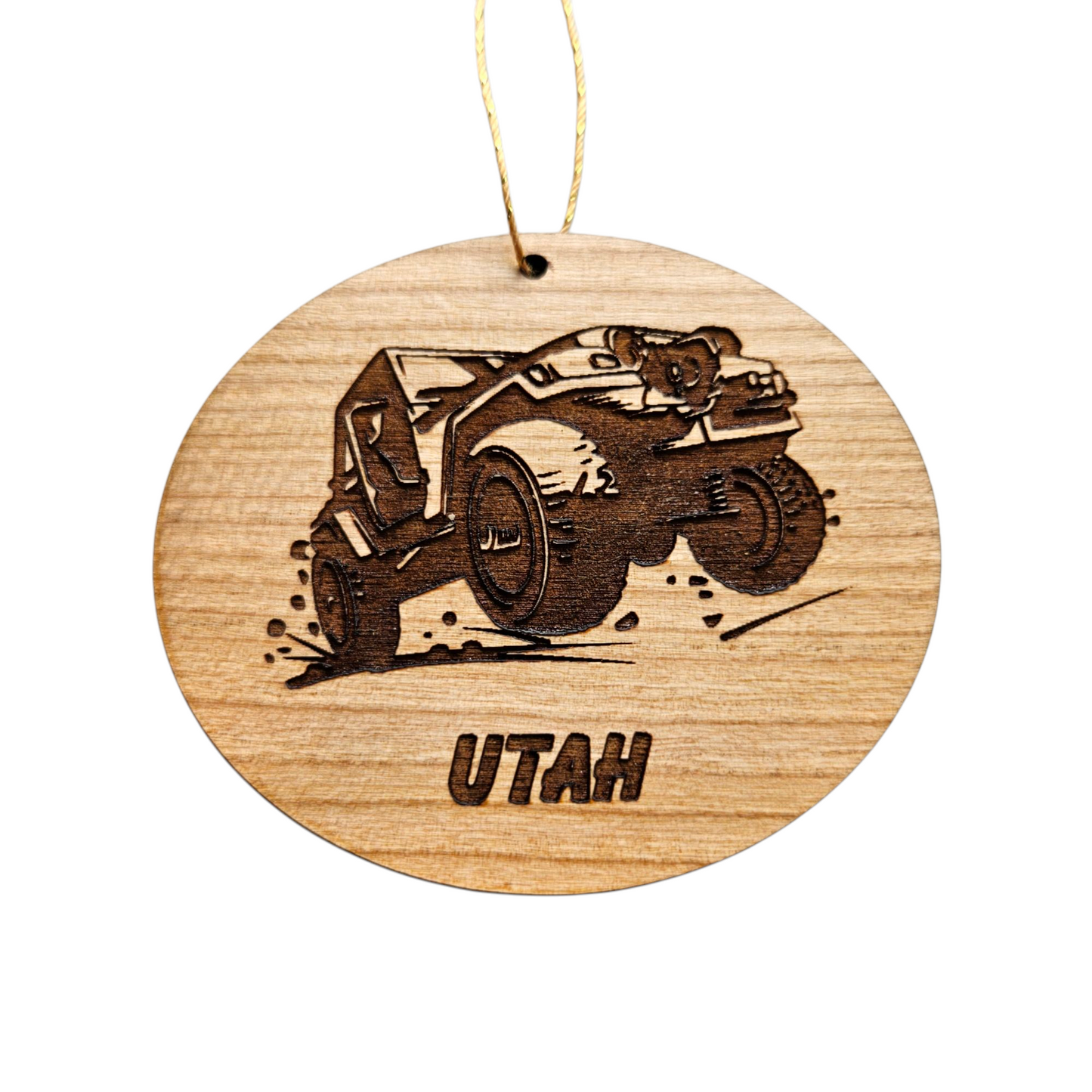 Utah Wood Ornament -  4 Wheeling UT 4x4 Rock Crawling - Handmade in USA Souvenir - 15787
