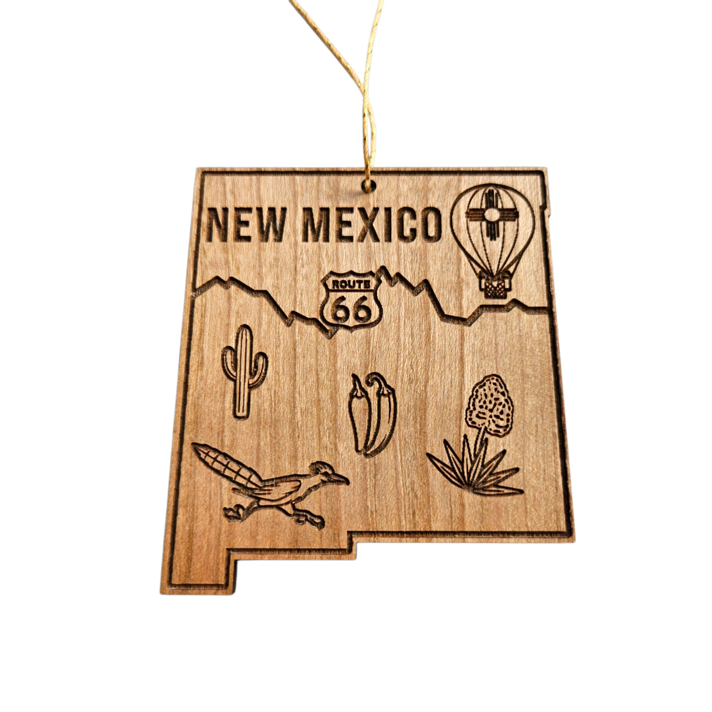 New Mexico Wood Ornament -  NM State Shape Map Collage - Handmade in USA - 15799